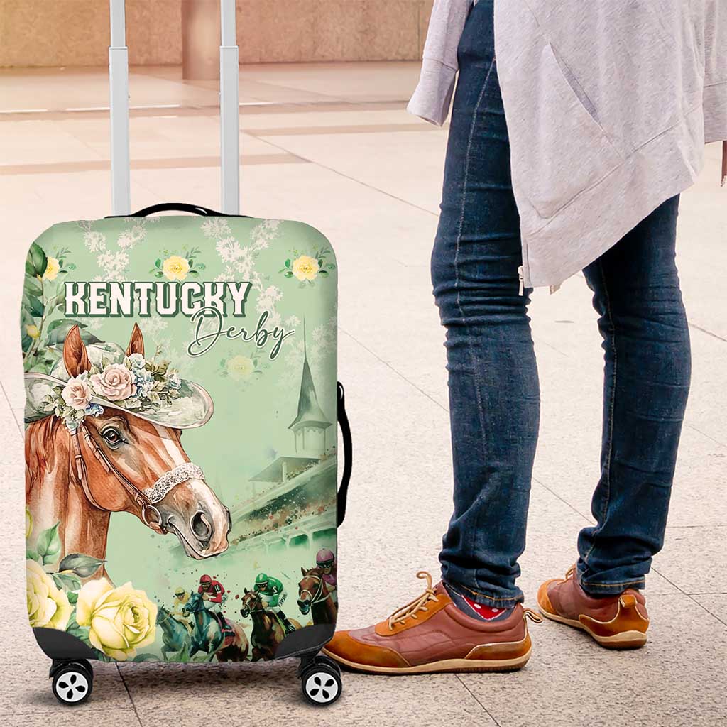 Kentucky Horse Racing Luggage Cover Rose Diamond Pattern Mint