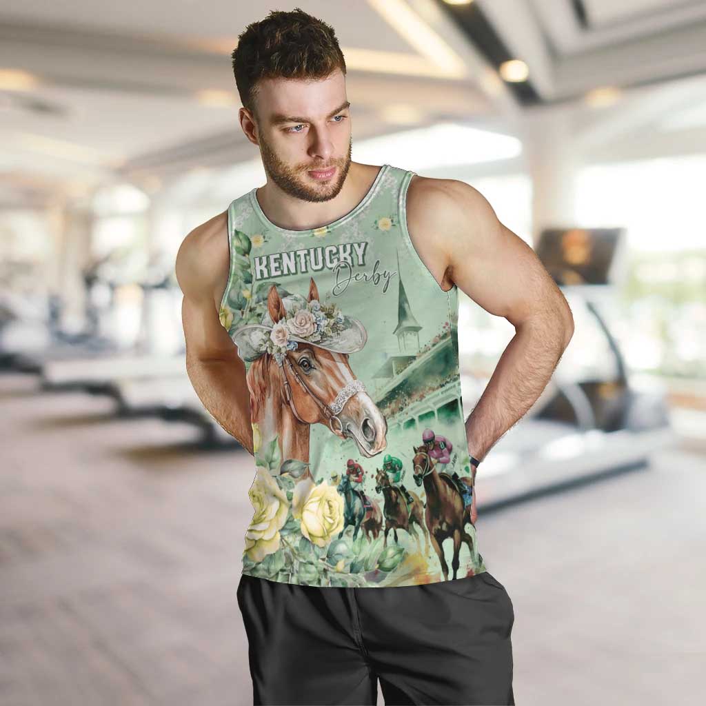 Personalized Kentucky Horse Racing Men Tank Top Rose Diamond Pattern Mint
