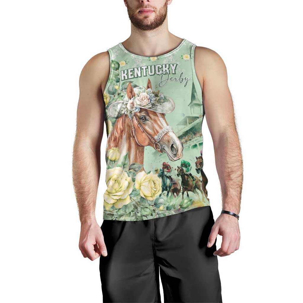 Personalized Kentucky Horse Racing Men Tank Top Rose Diamond Pattern Mint