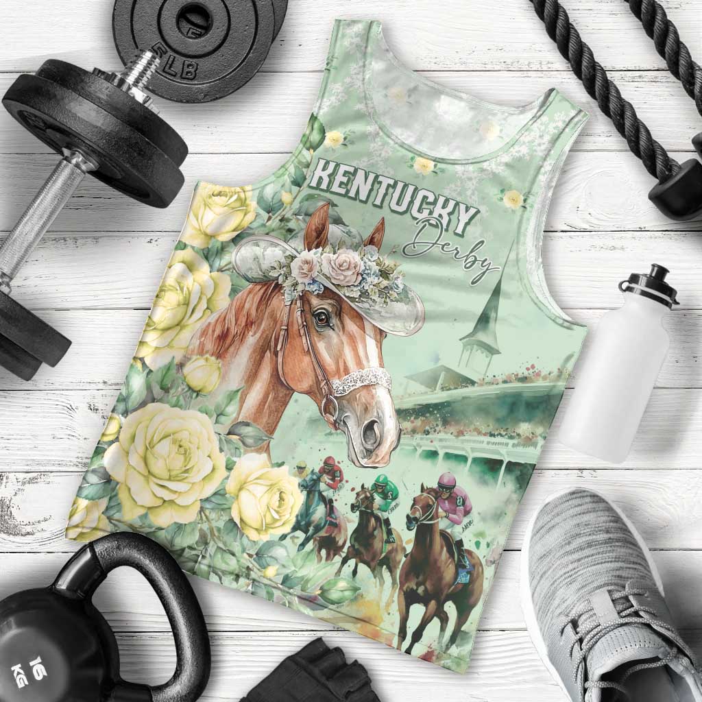 Personalized Kentucky Horse Racing Men Tank Top Rose Diamond Pattern Mint