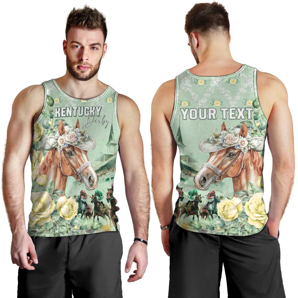 Personalized Kentucky Horse Racing Men Tank Top Rose Diamond Pattern Mint