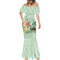 Personalized Kentucky Horse Racing Mermaid Dress Rose Diamond Pattern Mint