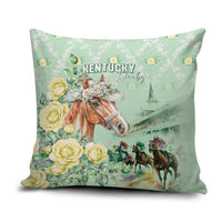 Kentucky Horse Racing Pillow Cover Rose Diamond Pattern Mint