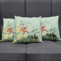 Kentucky Horse Racing Pillow Cover Rose Diamond Pattern Mint