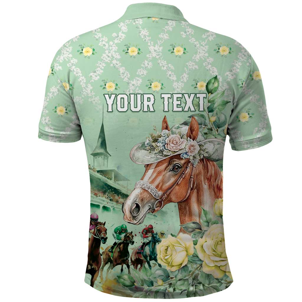 Personalized Kentucky Horse Racing Polo Shirt Rose Diamond Pattern Mint