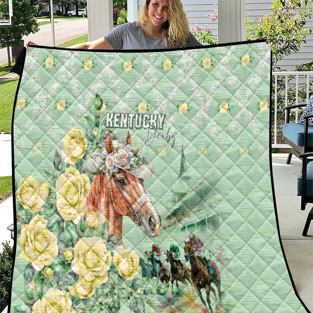 Kentucky Horse Racing Quilt Rose Diamond Pattern Mint