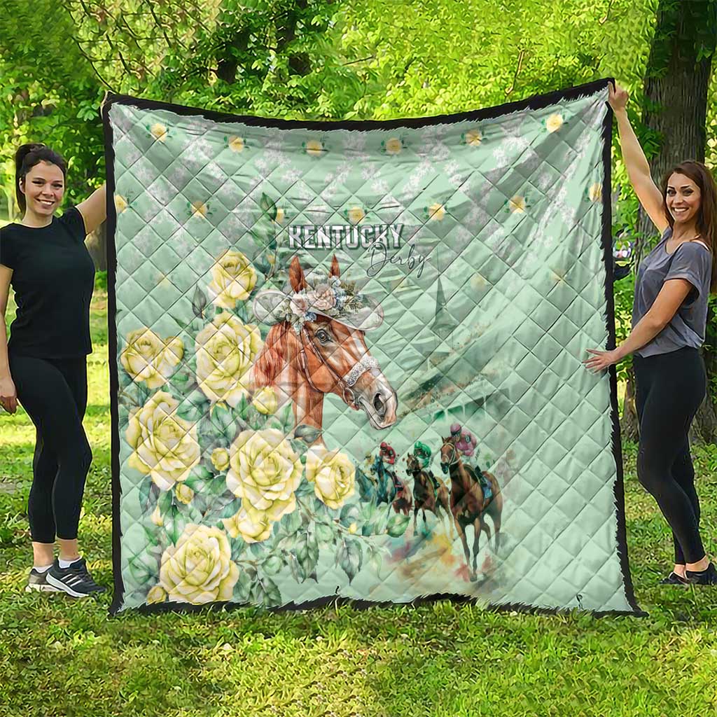 Kentucky Horse Racing Quilt Rose Diamond Pattern Mint