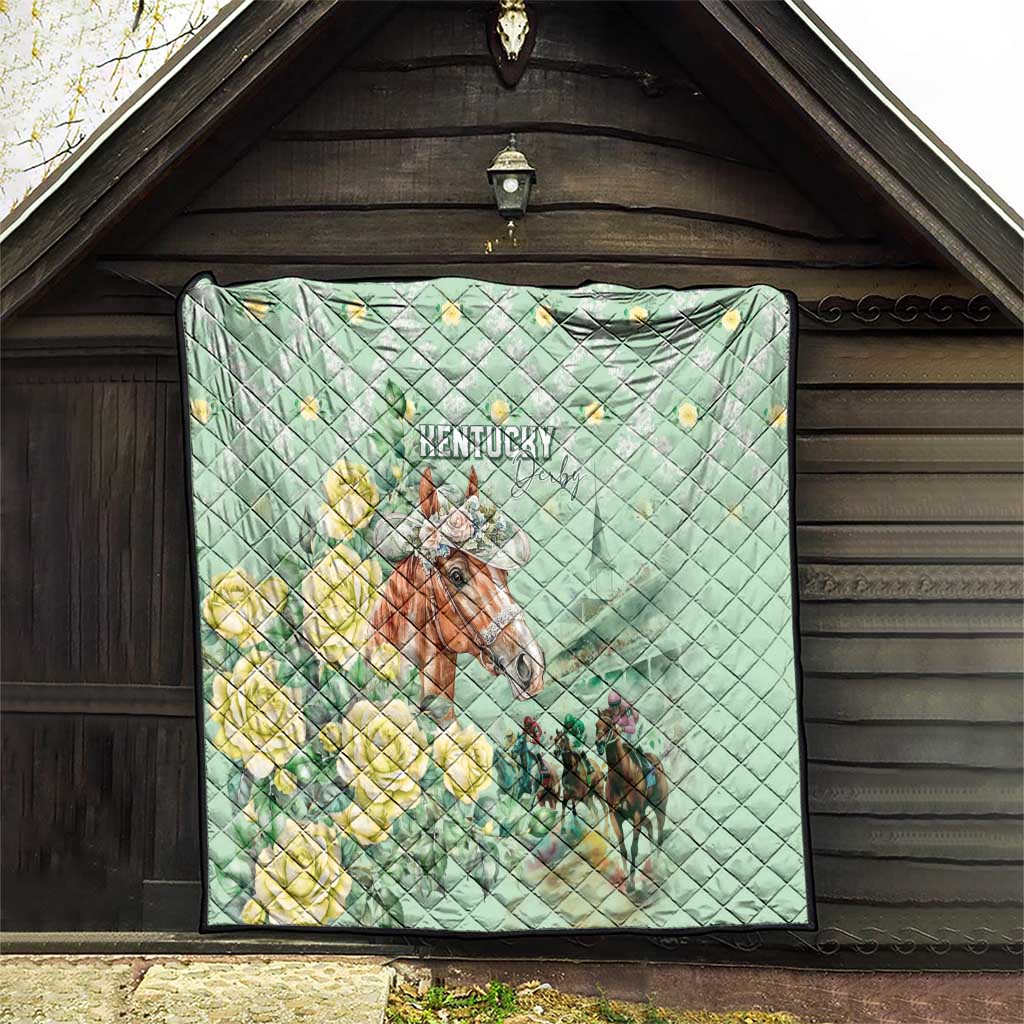 Kentucky Horse Racing Quilt Rose Diamond Pattern Mint