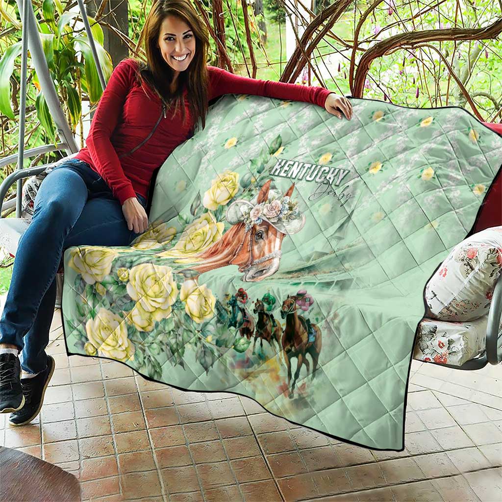 Kentucky Horse Racing Quilt Rose Diamond Pattern Mint