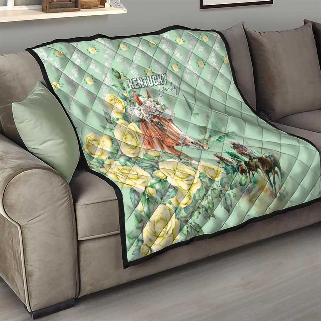 Kentucky Horse Racing Quilt Rose Diamond Pattern Mint