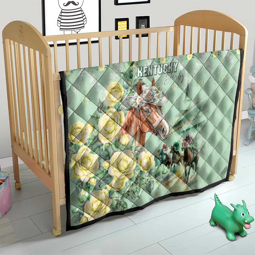 Kentucky Horse Racing Quilt Rose Diamond Pattern Mint