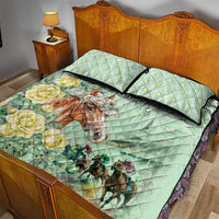 Kentucky Horse Racing Quilt Bed Set Rose Diamond Pattern Mint