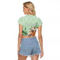 Personalized Kentucky Horse Racing Raglan Cropped T Shirt Rose Diamond Pattern Mint