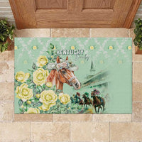 Kentucky Horse Racing Rubber Doormat Rose Diamond Pattern Mint