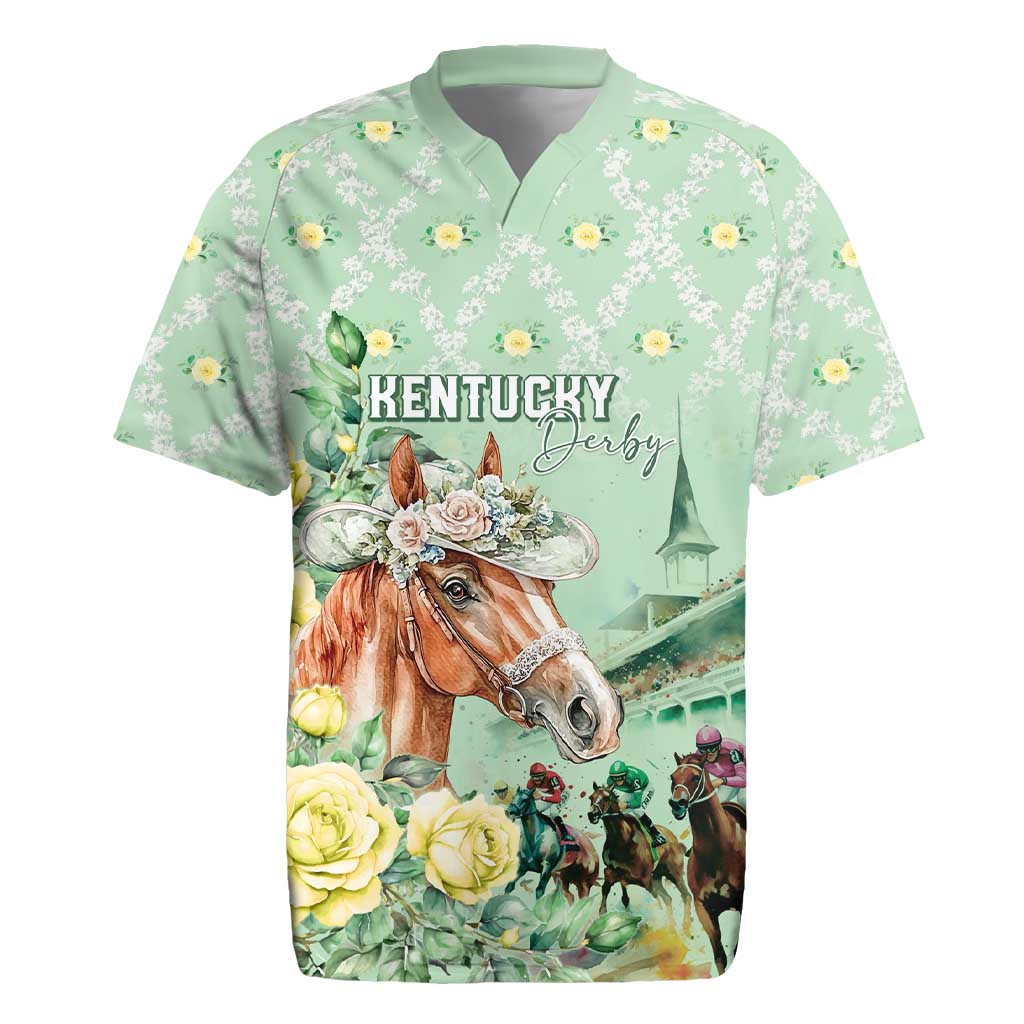 Personalized Kentucky Horse Racing Rugby Jersey Rose Diamond Pattern Mint