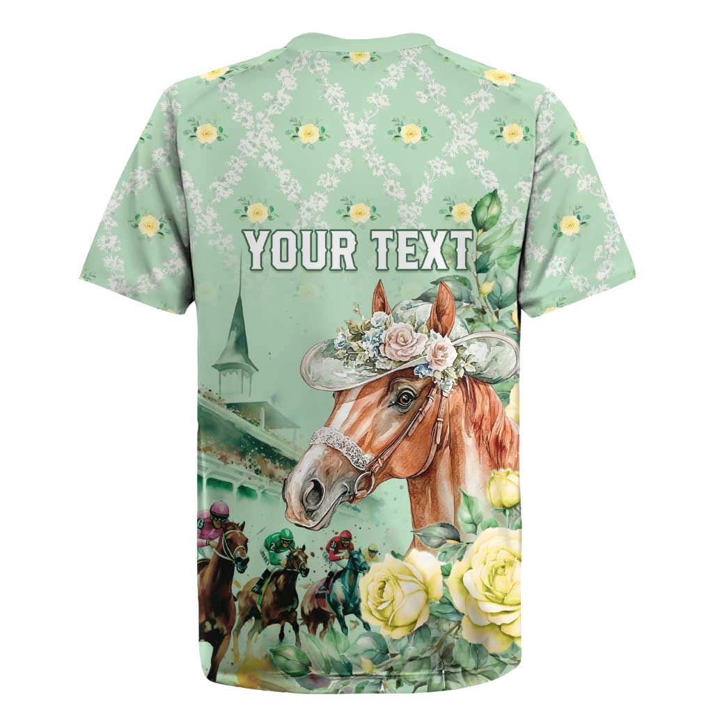 Personalized Kentucky Horse Racing Rugby Jersey Rose Diamond Pattern Mint