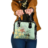 Kentucky Horse Racing Shoulder Handbag Rose Diamond Pattern Mint