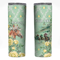 Personalized Kentucky Horse Racing Skinny Tumbler Rose Diamond Pattern Mint