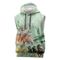 Personalized Kentucky Horse Racing Sleeveless Hoodie Rose Diamond Pattern Mint