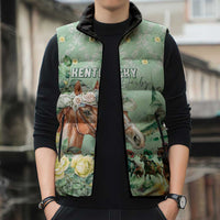 Personalized Kentucky Horse Racing Sleeveless Puffer Jacket Rose Diamond Pattern Mint