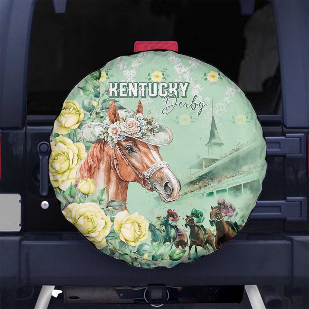 Kentucky Horse Racing Spare Tire Cover Rose Diamond Pattern Mint