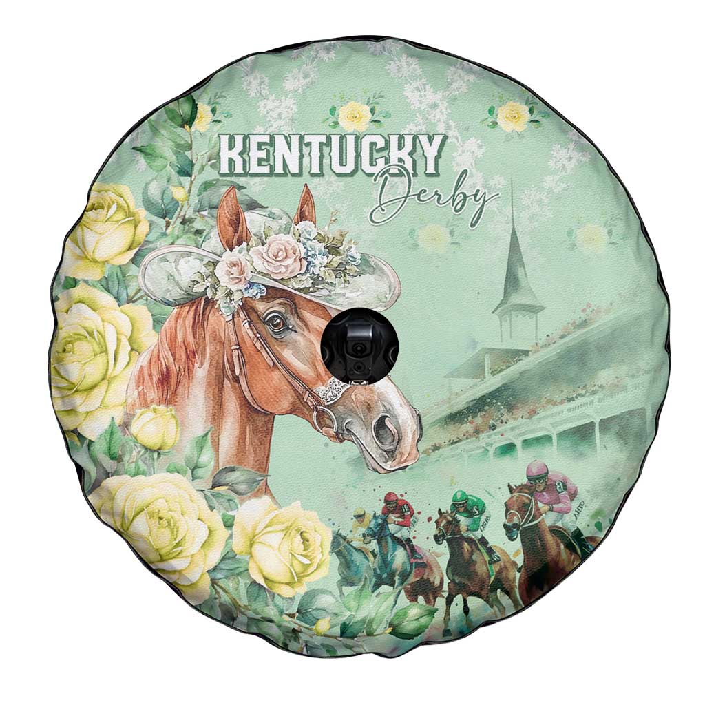 Kentucky Horse Racing Spare Tire Cover Rose Diamond Pattern Mint