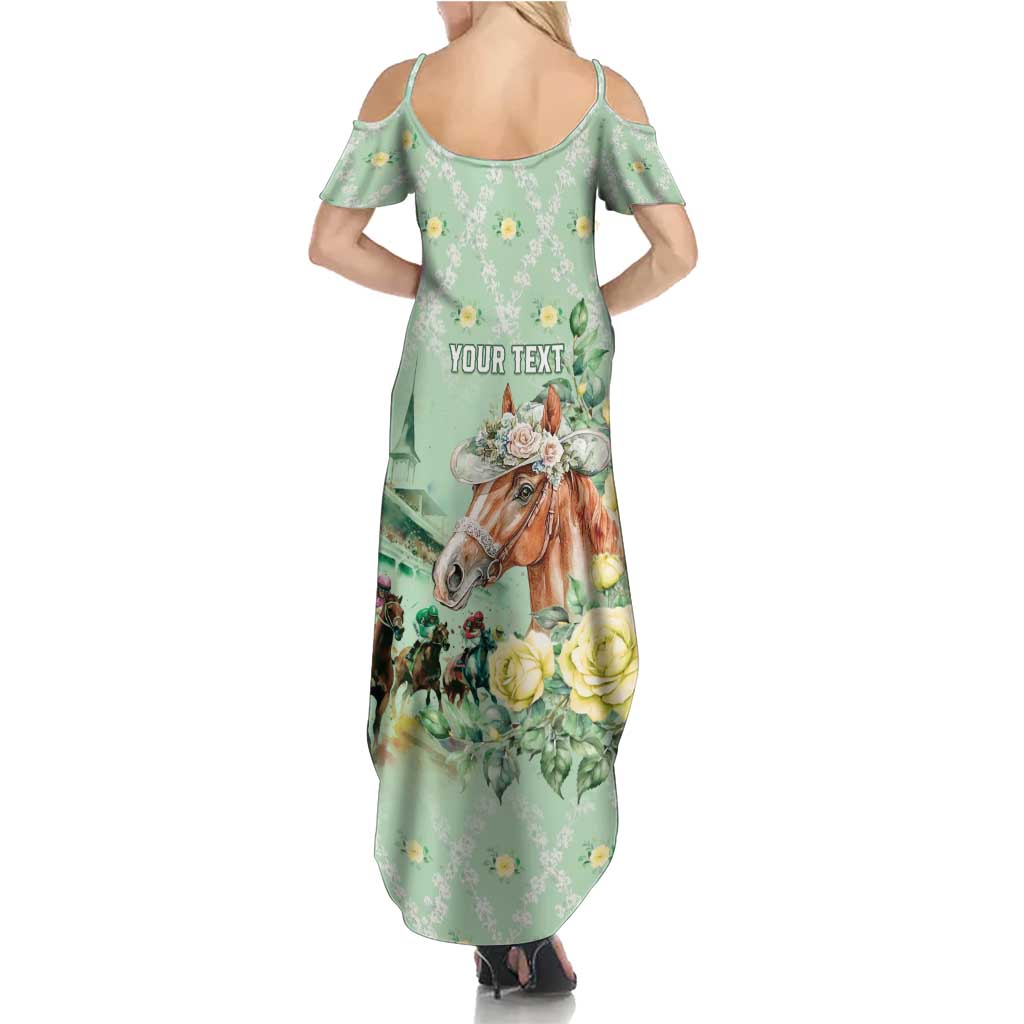 Personalized Kentucky Horse Racing Summer Maxi Dress Rose Diamond Pattern Mint