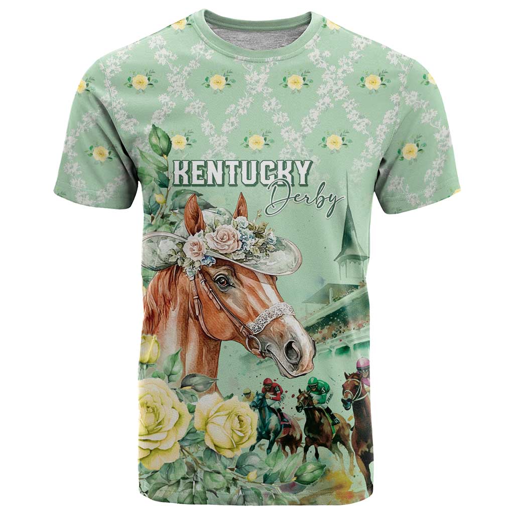 Personalized Kentucky Horse Racing T Shirt Rose Diamond Pattern Mint