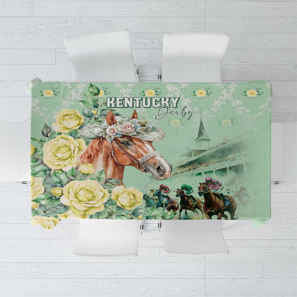 Kentucky Horse Racing Tablecloth Rose Diamond Pattern Mint