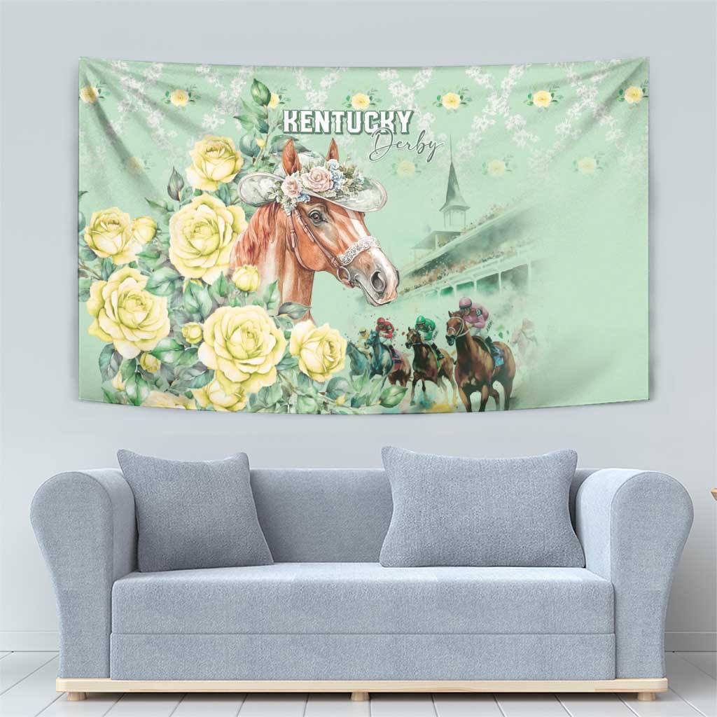 Kentucky Horse Racing Tapestry Rose Diamond Pattern Mint