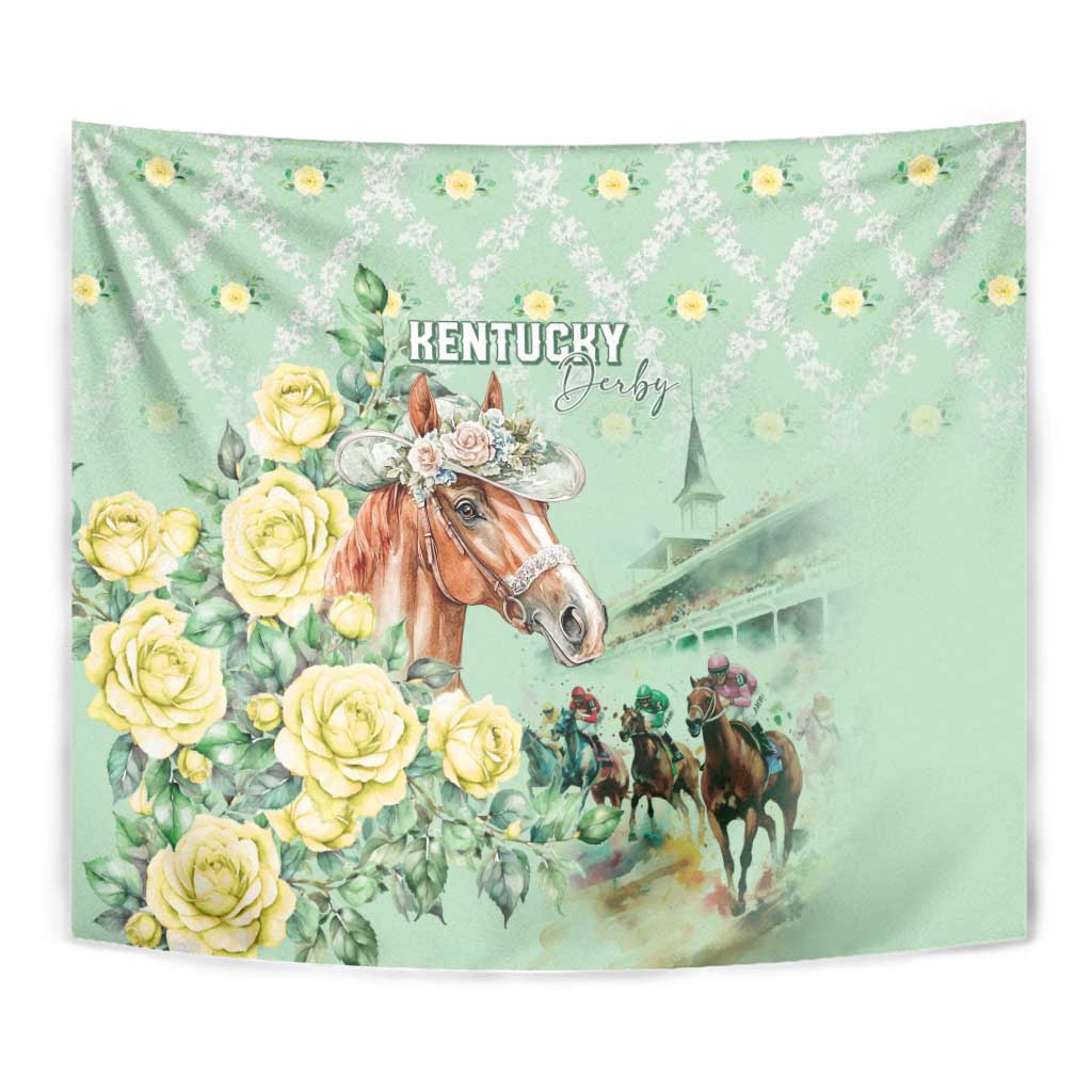 Kentucky Horse Racing Tapestry Rose Diamond Pattern Mint