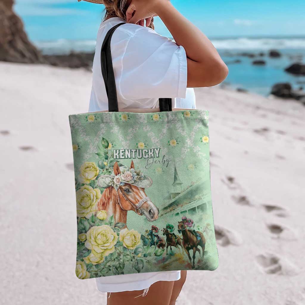 Kentucky Horse Racing Tote Bag Rose Diamond Pattern Mint