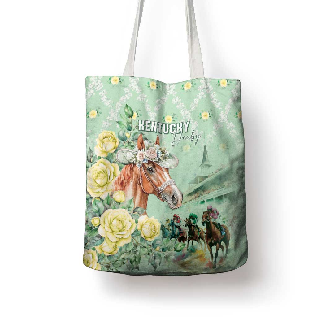 Kentucky Horse Racing Tote Bag Rose Diamond Pattern Mint