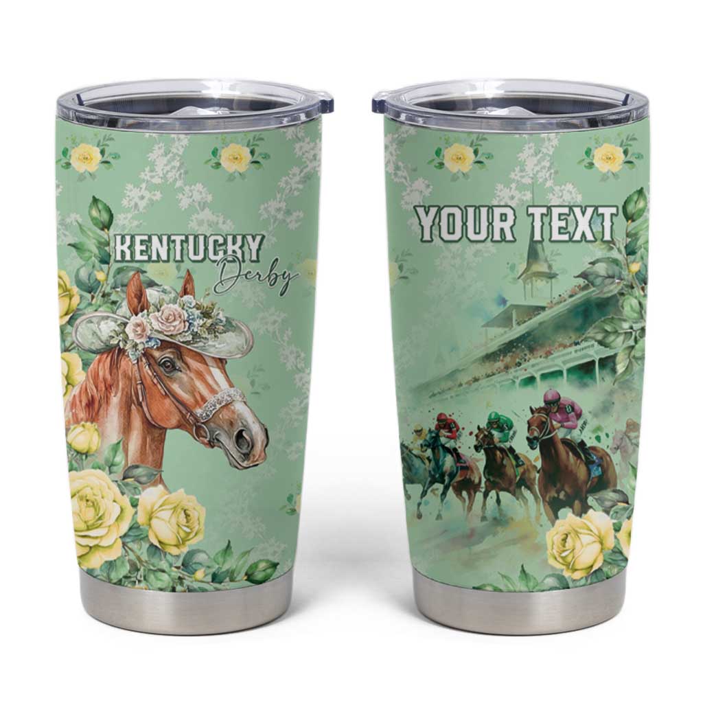 Personalized Kentucky Horse Racing Tumbler Cup Rose Diamond Pattern Mint