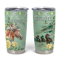 Personalized Kentucky Horse Racing Tumbler Cup Rose Diamond Pattern Mint