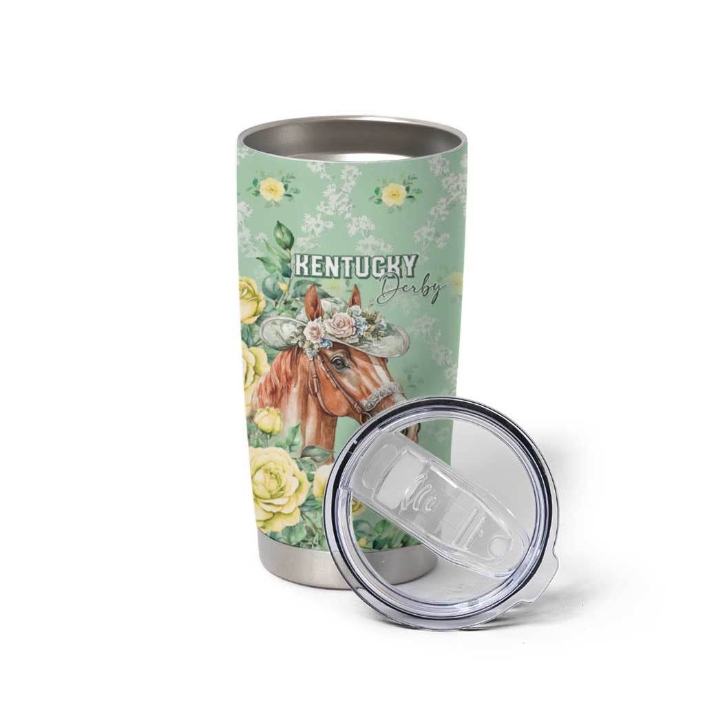 Personalized Kentucky Horse Racing Tumbler Cup Rose Diamond Pattern Mint