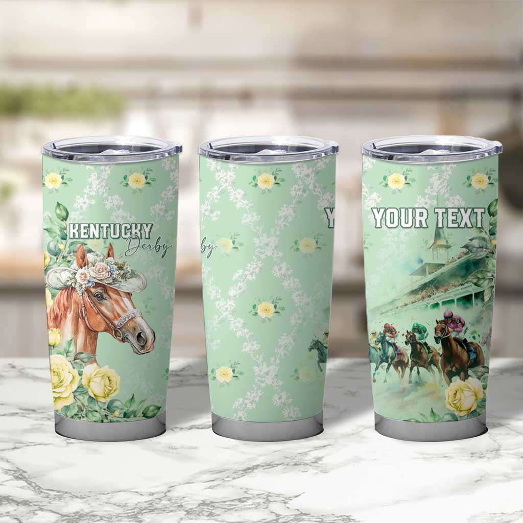 Personalized Kentucky Horse Racing Tumbler Cup Rose Diamond Pattern Mint
