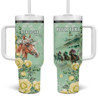 Personalized Kentucky Horse Racing Tumbler With Handle Rose Diamond Pattern Mint