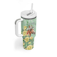 Personalized Kentucky Horse Racing Tumbler With Handle Rose Diamond Pattern Mint