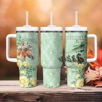 Personalized Kentucky Horse Racing Tumbler With Handle Rose Diamond Pattern Mint