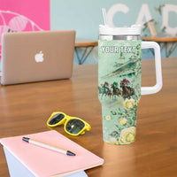 Personalized Kentucky Horse Racing Tumbler With Handle Rose Diamond Pattern Mint