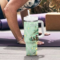 Personalized Kentucky Horse Racing Tumbler With Handle Rose Diamond Pattern Mint