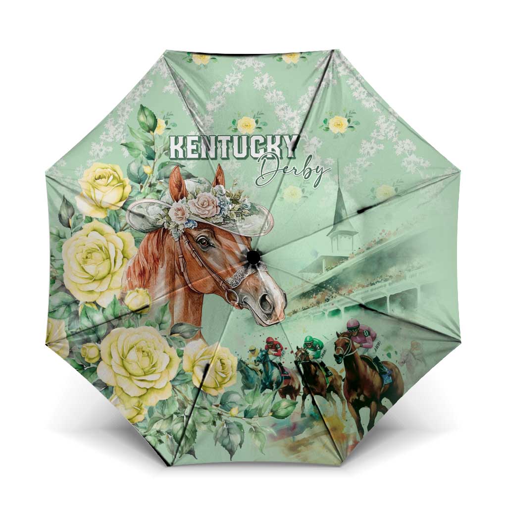Kentucky Horse Racing Umbrella Rose Diamond Pattern Mint