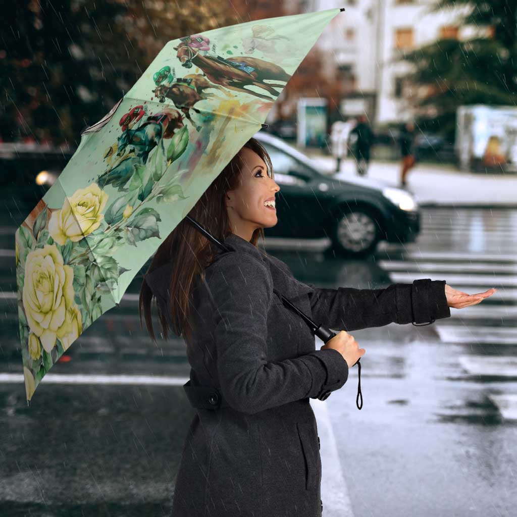 Kentucky Horse Racing Umbrella Rose Diamond Pattern Mint