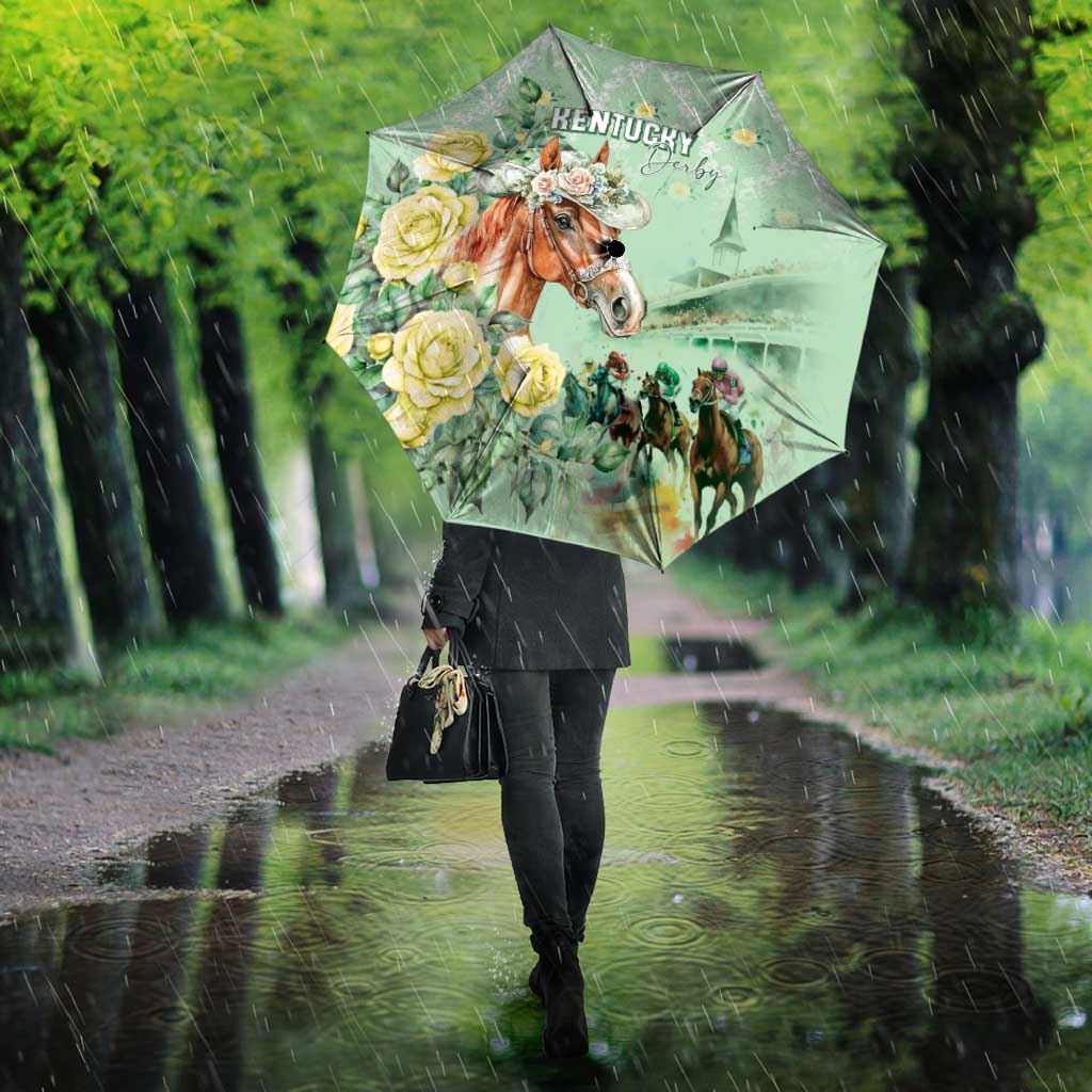 Kentucky Horse Racing Umbrella Rose Diamond Pattern Mint