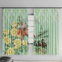 Kentucky Horse Racing Window Curtain Rose Diamond Pattern Mint