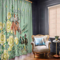 Kentucky Horse Racing Window Curtain Rose Diamond Pattern Mint