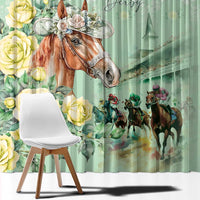 Kentucky Horse Racing Window Curtain Rose Diamond Pattern Mint
