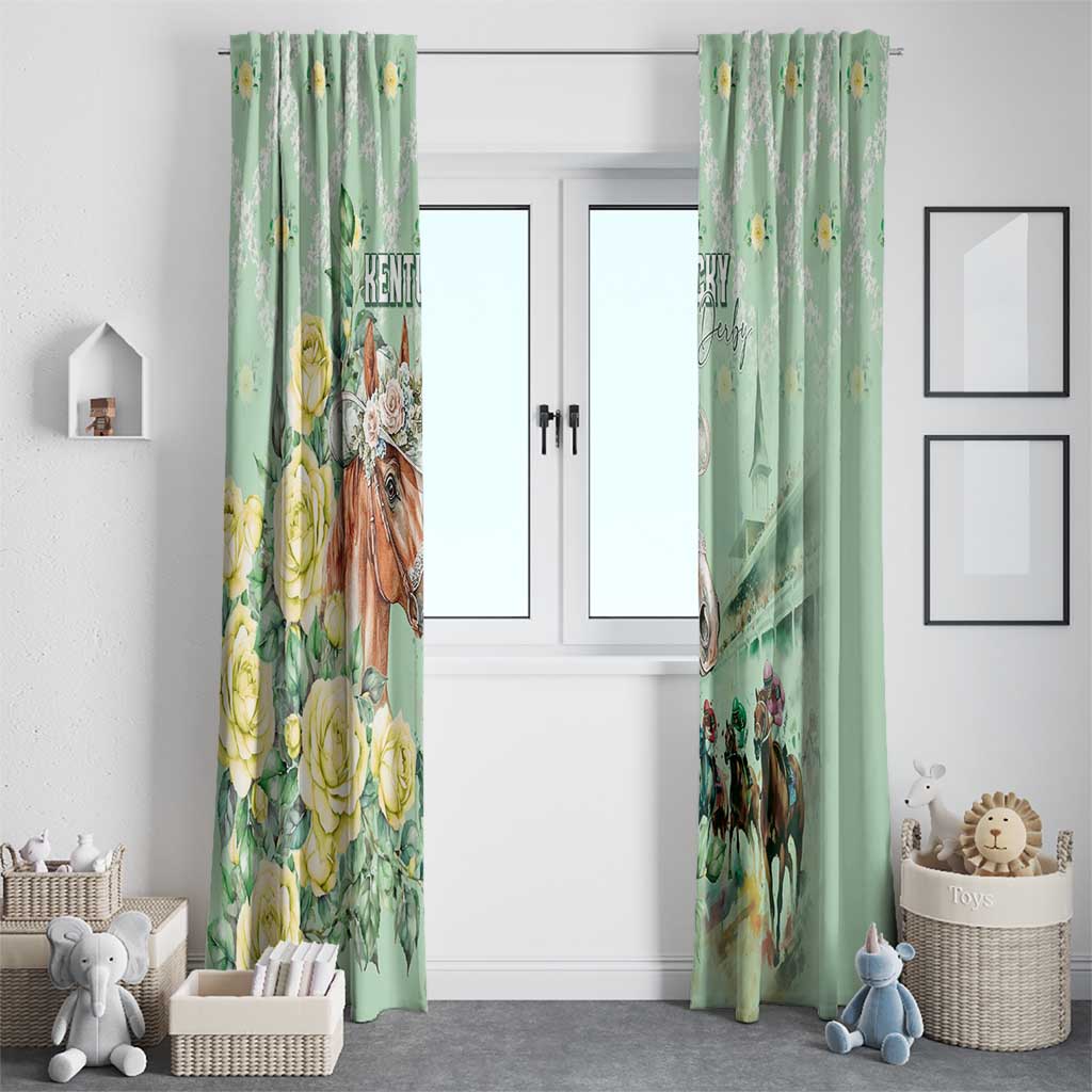 Kentucky Horse Racing Window Curtain Rose Diamond Pattern Mint