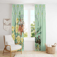 Kentucky Horse Racing Window Curtain Rose Diamond Pattern Mint